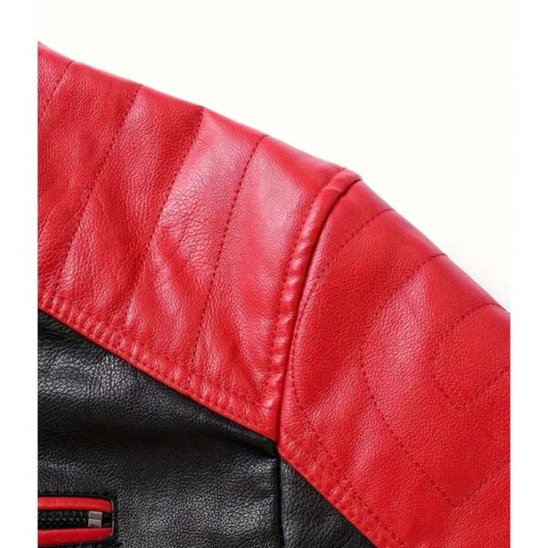 Lederjacke Kunststoff Herren Elegant Schwarz Rot