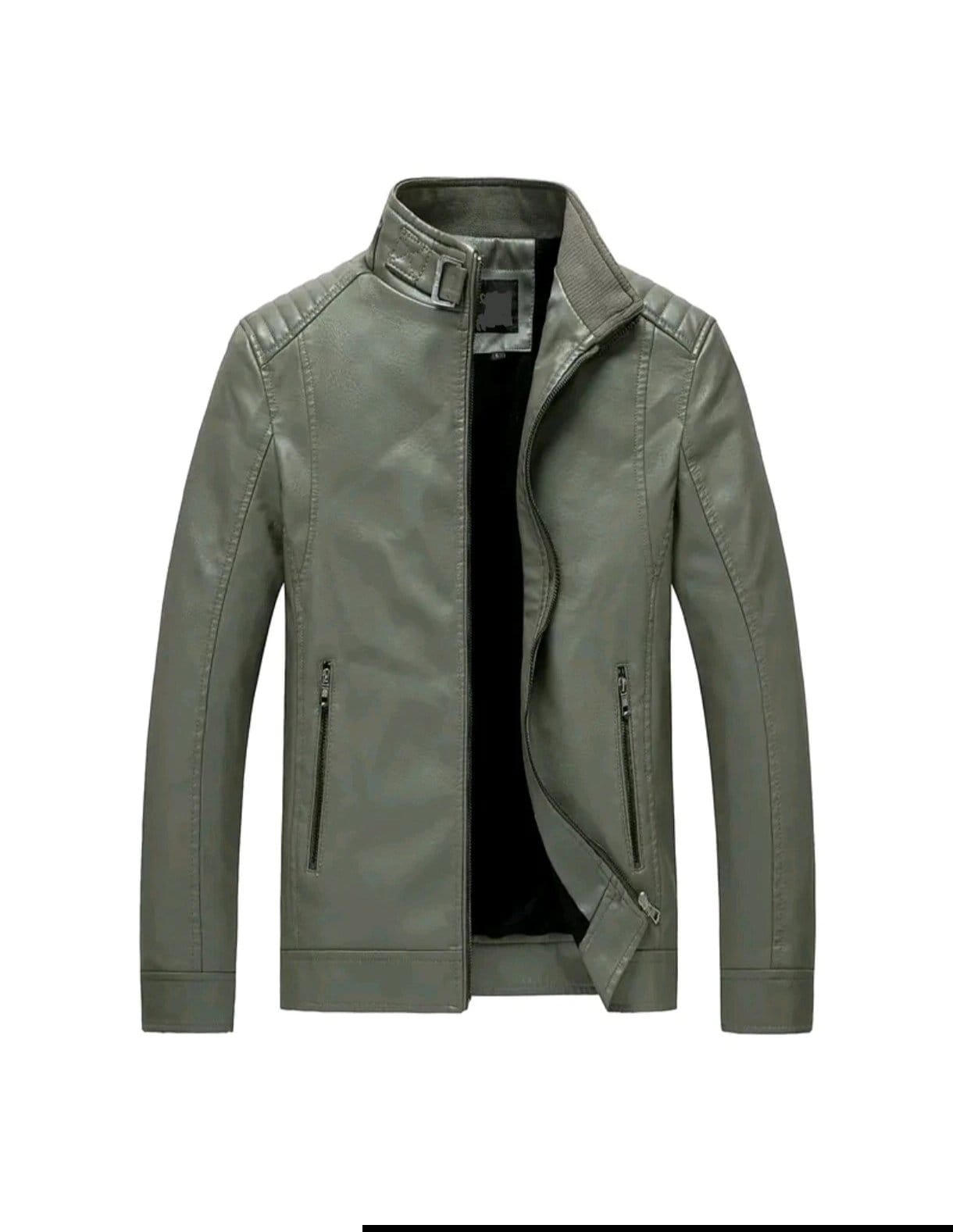 Herren Bikerjacke Kunstleder Kurz Frühling/Herbst – Bild 2