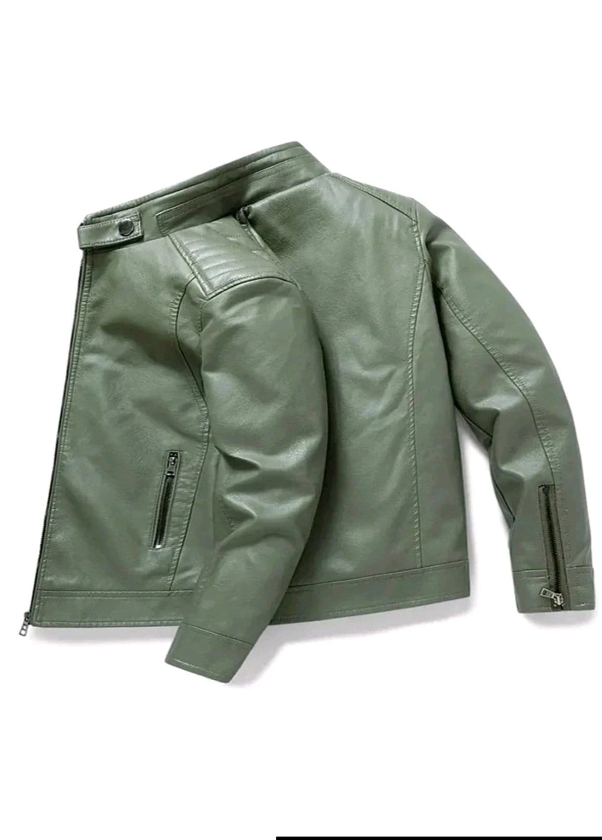Herren Bikerjacke Kunstleder Kurz Frühling/Herbst – Bild 5