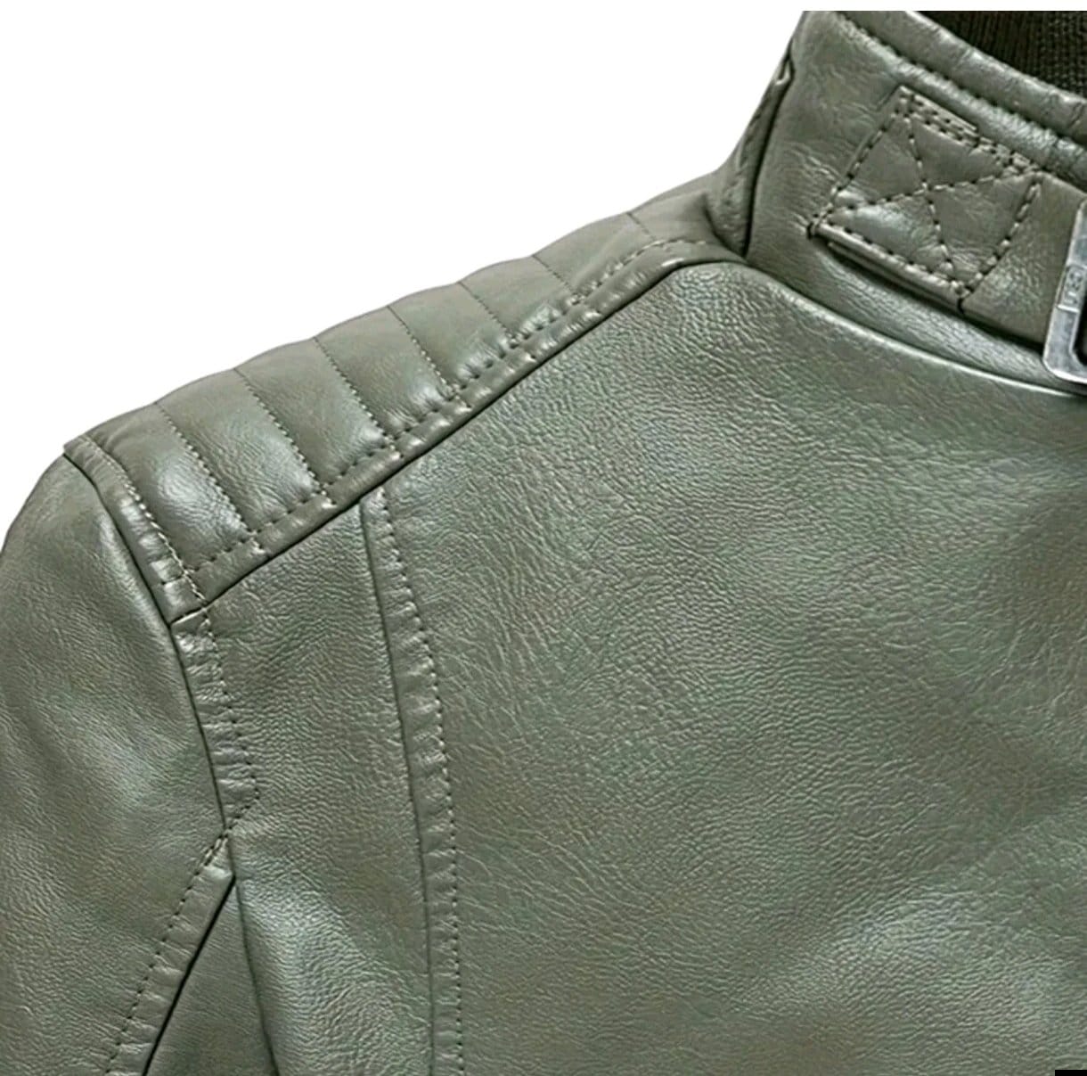 Herren Bikerjacke Kunstleder Kurz Frühling/Herbst – Bild 6