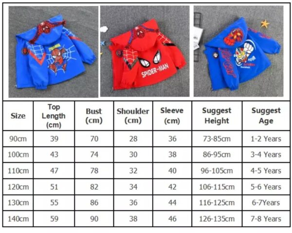 Spider Man Kinderjacke mit Kapuze – Windbreaker für Jungen, Frühling DE – Bild 3