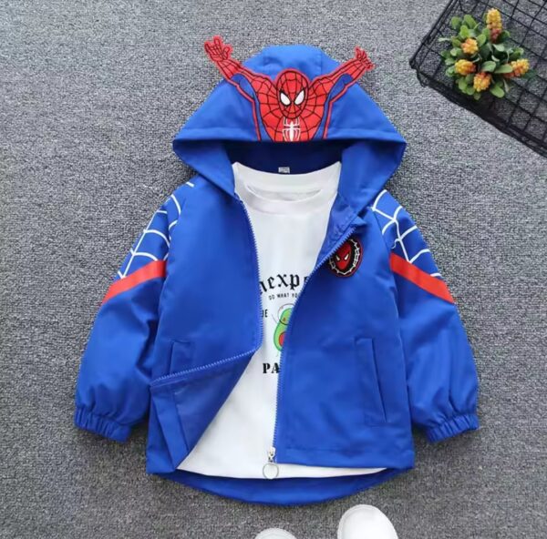 Spider Man Kinderjacke mit Kapuze – Windbreaker für Jungen, Frühling DE – Bild 2