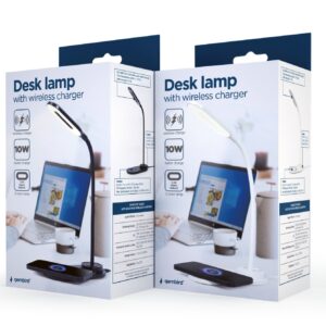 LED Schreibtischlampe kabellos mit Qi Ladegerät 10W , Weiß