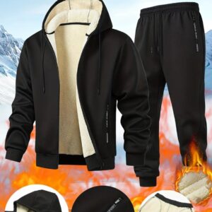 Herren Winter Trainingsanzug gefüttert – Hoodie & Hose